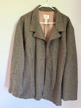 Vintage Tofy Tweed Blazer Jacket in Taupe with Blush Lining